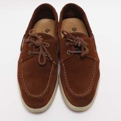 Pre Owned Loro Piana Brown Suede Sea Sail Loafers Size 41