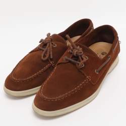 Pre Owned Loro Piana Brown Suede Sea Sail Loafers Size 41