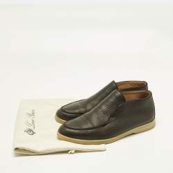 Pre Owned Loro Piana Brown Leather Open Walk Ankle Length Boots Size 42