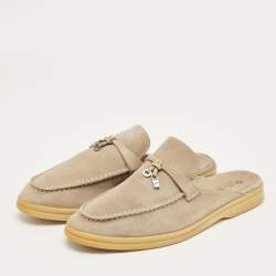 Pre Owned Loro Piana Beige Suede Babouche Charms Walk Mules Size 42
