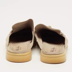 Pre Owned Loro Piana Beige Suede Babouche Charms Walk Mules Size 42
