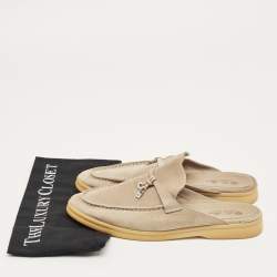 Pre Owned Loro Piana Beige Suede Babouche Charms Walk Mules Size 42