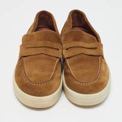 Pre Owned Loro Piana Brown Suede Ultimate Walk Loafers Size 43