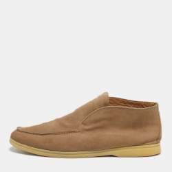 Pre Owned Loro Piana Beige Suede Open Walk Ankle Length Boots Size 43.5