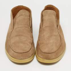 Pre Owned Loro Piana Beige Suede Open Walk Ankle Length Boots Size 43.5