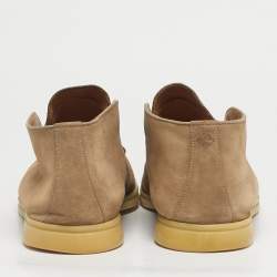 Pre Owned Loro Piana Beige Suede Open Walk Ankle Length Boots Size 43.5