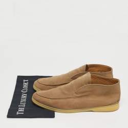 Pre Owned Loro Piana Beige Suede Open Walk Ankle Length Boots Size 43.5