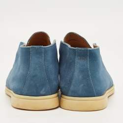 Pre Owned Loro Piana Blue Suede Open Walk Ankle Length Boots Size 43
