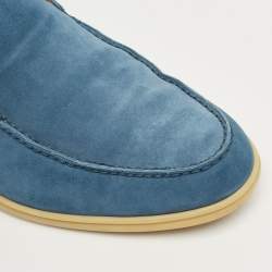 Pre Owned Loro Piana Blue Suede Open Walk Ankle Length Boots Size 43