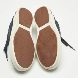 Pre Owned Loro Piana Navy Blue Neoprene and Suede Tennis Walk Lace Up Sneakers Size 41