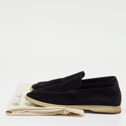 Pre Owned Loro Piana Black Suede Summer Walk Slip On Loafers Size 41.5