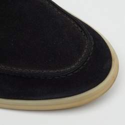 Pre Owned Loro Piana Black Suede Summer Walk Slip On Loafers Size 41.5
