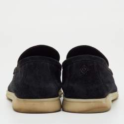 Pre Owned Loro Piana Black Suede Summer Walk Slip On Loafers Size 41.5