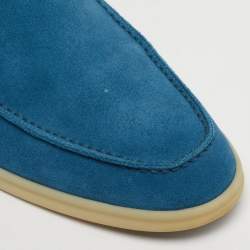 Pre Owned Loro Piana Blue Suede Summer Walk Loafers Size 42