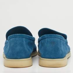 Pre Owned Loro Piana Blue Suede Summer Walk Loafers Size 42