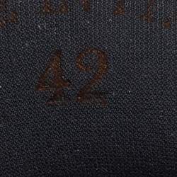 Pre Owned Loro Piana Khaki Brown Knit Fabric and Suede Open Walk Slip On Loafers Size 42