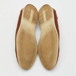 Pre Owned Loro Piana Rust Brown Knit Fabric and Suede Open Walk Slip On Loafers Size 41
