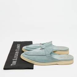 مملوكة مسبقًا حذاء سلايد فلات لورو بيانا بابوش شارمز والك سويدي أزرق مقاس 41