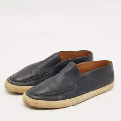 مملوكة مسبقًا Loro Piana Open Walk Size 45 Navy Blue Leather Loafers