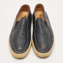 مملوكة مسبقًا Loro Piana Open Walk Size 45 Navy Blue Leather Loafers