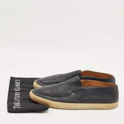 مملوكة مسبقًا Loro Piana Open Walk Size 45 Navy Blue Leather Loafers