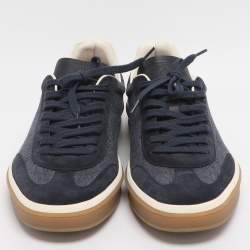 Pre Owned Loro Piana Tennis Walk Size 42.5 Blue Denim and Suede Low Top Sneakers