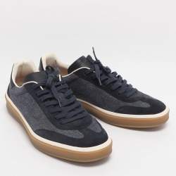 Pre Owned Loro Piana Tennis Walk Size 42.5 Blue Denim and Suede Low Top Sneakers