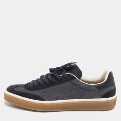Pre Owned Loro Piana Tennis Walk Size 42.5 Blue Denim and Suede Low Top Sneakers