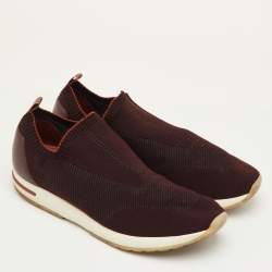 Pre Owned حذاء رياضي لورو بيانا 360 فليكسي ووك قماش تريكو بني غامق سليب أون مقاس 46