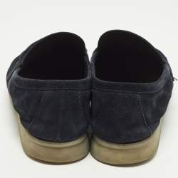 Pre Owned Loro Piana Summer Charms Walk Size 39 Navy Blue Suede Loafers