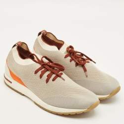 Pre Owned Loro Piana 360 LP Flexy Walk Size 43 Multicolor Knit Fabric and Leather Lace Up Sneakers