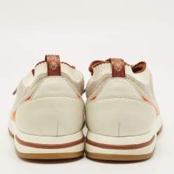 Pre Owned Loro Piana 360 LP Flexy Walk Size 43 Multicolor Knit Fabric and Leather Lace Up Sneakers