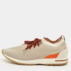 Pre Owned Loro Piana 360 LP Flexy Walk Size 43 Multicolor Knit Fabric and Leather Lace Up Sneakers