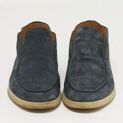 Pre Owned Loro Piana Open Walk Size 43 Navy Blue Suede Boots