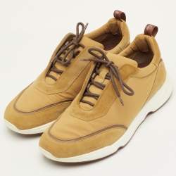 Pre Owned حذاء رياضي لورو بيانا مودولار ووك مقاس 42 شمواه وقماش أصفر منخفض القصة