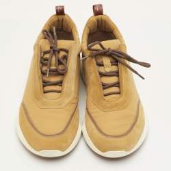 Pre Owned حذاء رياضي لورو بيانا مودولار ووك مقاس 42 شمواه وقماش أصفر منخفض القصة