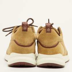 Pre Owned حذاء رياضي لورو بيانا مودولار ووك مقاس 42 شمواه وقماش أصفر منخفض القصة