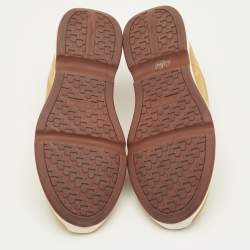 Pre Owned حذاء رياضي لورو بيانا مودولار ووك مقاس 42 شمواه وقماش أصفر منخفض القصة