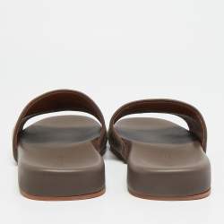 Pre Owned Loro Piana Size 42 Brown Fabric and Leather Flat Slide Sandals