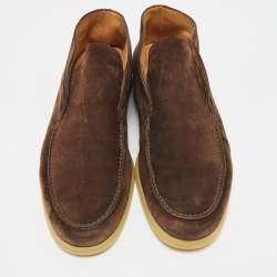 Pre Owned ح ذاء بوت كاحل لورو بيانا واك مفتوح سويد بني داكن مقاس 44