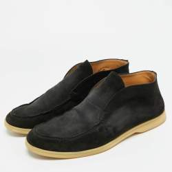 مملوكة مسبقًا Loro Piana Open Walk Size 44 Black Suede Ankle Length Boots