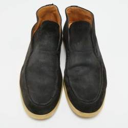 مملوكة مسبقًا Loro Piana Open Walk Size 44 Black Suede Ankle Length Boots