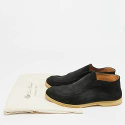 مملوكة مسبقًا Loro Piana Open Walk Size 44 Black Suede Ankle Length Boots