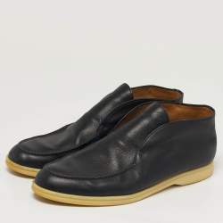 Pre Owned Loro Piana Open Walk Size 44 Navy Blue Leather Ankle Length Boots