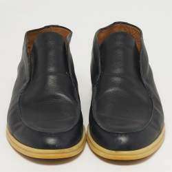 Pre Owned Loro Piana Open Walk Size 44 Navy Blue Leather Ankle Length Boots