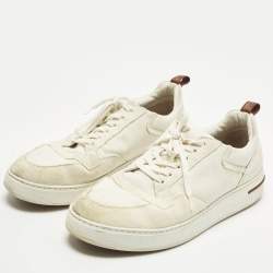 Pre Owned حذاء رياضي لورو بيانا نيو بورت ووك قماش مزدوج اللون ورباط جلد مقاس 42