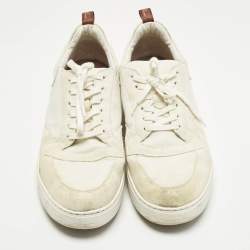 Pre Owned حذاء رياضي لورو بيانا نيو بورت ووك قماش مزدوج اللون ورباط جلد مقاس 42