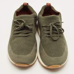 Pre Owned حذاء رياضي لورو بيانا 360 فلكسي ووك قماش محبوك وزيتوني أخضر وجلد منخفض من أعلى مقاس 43