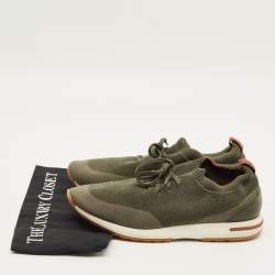 Pre Owned حذاء رياضي لورو بيانا 360 فلكسي ووك قماش محبوك وزيتوني أخضر وجلد منخفض من أعلى مقاس 43