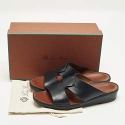 Pre Owned صندل جديد بإبزيم من الجلد البني من لورو بيانا مقاس 44